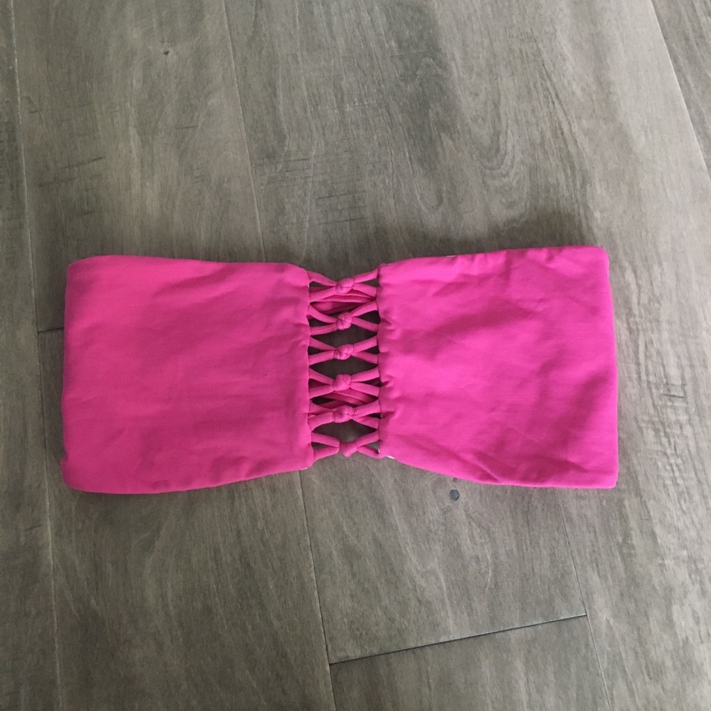 San Lorenzo Pink Strappy Bandeau Swim Top